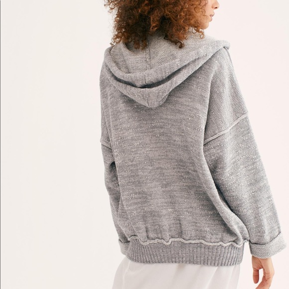 Free People In Bloom Oversized Slouchy Hoodie Sweater In Gray. Size XS - Picture 6 of 16